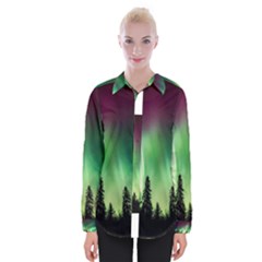 Aurora Borealis Northern Lights Womens Long Sleeve Shirt