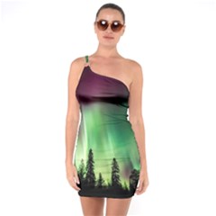 Aurora Borealis Northern Lights One Soulder Bodycon Dress