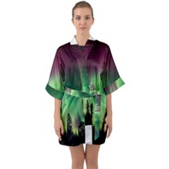 Aurora Borealis Northern Lights Quarter Sleeve Kimono Robe