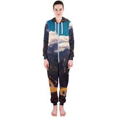 Italy Valley Canyon Mountains Sky Hooded Jumpsuit (ladies) 