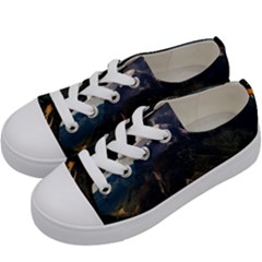 Italy Valley Canyon Mountains Sky Kids  Low Top Canvas Sneakers
