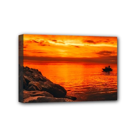 Alabama Sunset Dusk Boat Fishing Mini Canvas 6  X 4  by BangZart