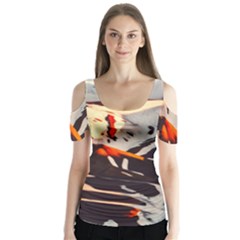 Iceland Landscape Mountains Snow Butterfly Sleeve Cutout Tee 