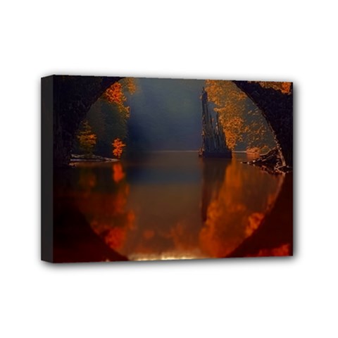 River Water Reflections Autumn Mini Canvas 7  X 5  by BangZart