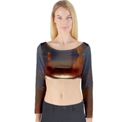 River Water Reflections Autumn Long Sleeve Crop Top