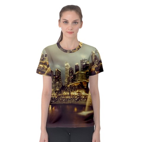 Singapore City Urban Skyline Women s Sport Mesh Tee by BangZart