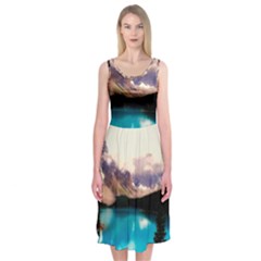 Austria Mountains Lake Water Midi Sleeveless Dress