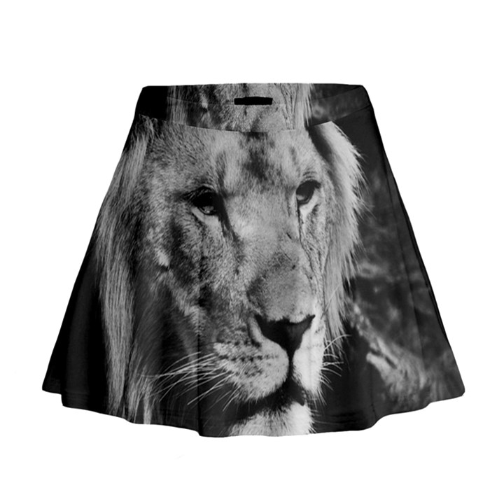 Africa Lion Male Closeup Macro Mini Flare Skirt