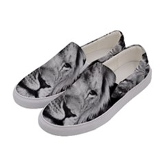 Africa Lion Male Closeup Macro Women s Canvas Slip Ons by BangZart