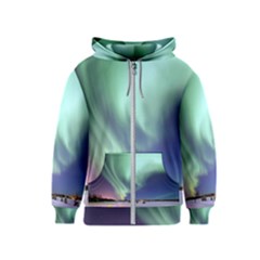 Aurora Borealis Alaska Space Kids  Zipper Hoodie