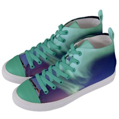 Aurora Borealis Alaska Space Women s Mid-top Canvas Sneakers