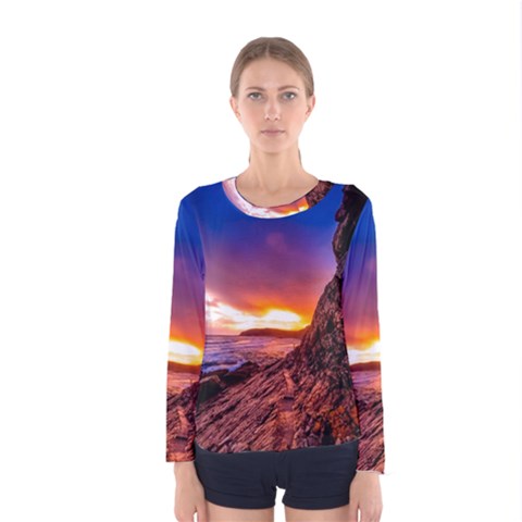 South Africa Sea Ocean Hdr Sky Women s Long Sleeve Tee by BangZart