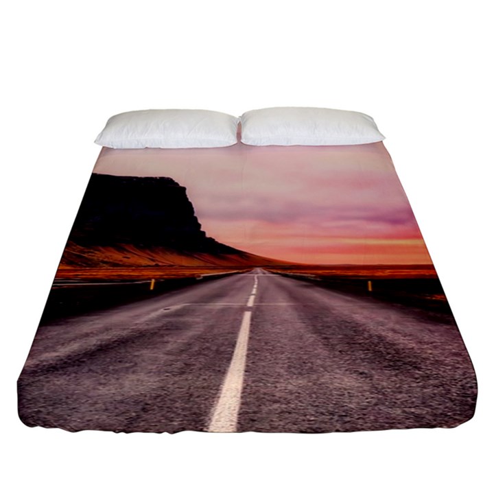 Iceland Sky Clouds Sunset Fitted Sheet (King Size)