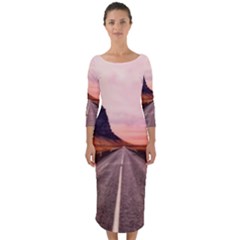 Iceland Sky Clouds Sunset Quarter Sleeve Midi Bodycon Dress