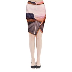 Iceland Sky Clouds Sunset Midi Wrap Pencil Skirt