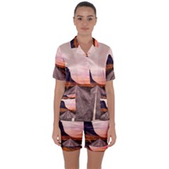 Iceland Sky Clouds Sunset Satin Short Sleeve Pyjamas Set