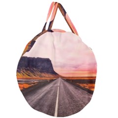 Iceland Sky Clouds Sunset Giant Round Zipper Tote by BangZart