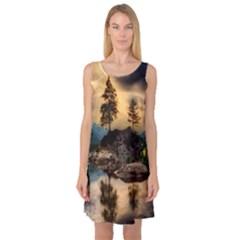 Sunset Dusk Sky Clouds Lightning Sleeveless Satin Nightdress