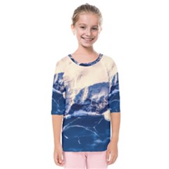 Antarctica Mountains Sunrise Snow Kids  Quarter Sleeve Raglan Tee