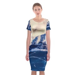 Antarctica Mountains Sunrise Snow Classic Short Sleeve Midi Dress