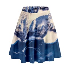 Antarctica Mountains Sunrise Snow High Waist Skirt by BangZart