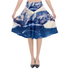 Antarctica Mountains Sunrise Snow Flared Midi Skirt by BangZart