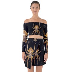 Insect Macro Spider Colombia Off Shoulder Top With Skirt Set by BangZart