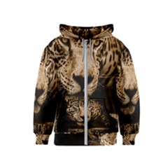 Jaguar Water Stalking Eyes Kids  Zipper Hoodie