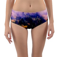 Landscape Fog Mist Haze Forest Reversible Mid-waist Bikini Bottoms