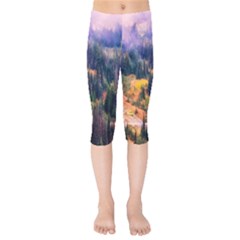 Landscape Fog Mist Haze Forest Kids  Capri Leggings  by BangZart