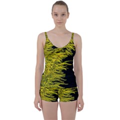 Golden Rod Gold Diamond Tie Front Two Piece Tankini