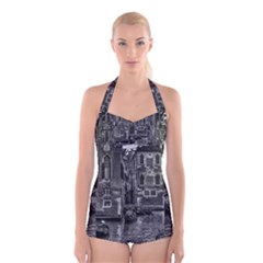 Venice Italy Gondola Boat Canal Boyleg Halter Swimsuit 