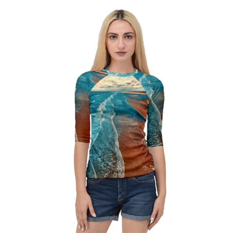 Sea Ocean Coastline Coast Sky Quarter Sleeve Raglan Tee by BangZart