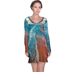 Sea Ocean Coastline Coast Sky Long Sleeve Nightdress