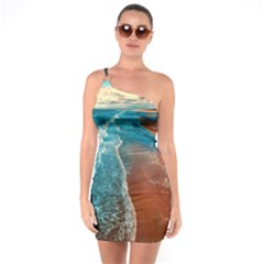 Sea Ocean Coastline Coast Sky One Soulder Bodycon Dress by BangZart