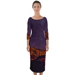 Italy Cabin Stars Milky Way Night Quarter Sleeve Midi Bodycon Dress by BangZart