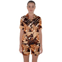 Iceland Mountains Snow Ravine Satin Short Sleeve Pyjamas Set by BangZart