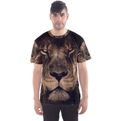 African Lion Mane Close Eyes Men s Sports Mesh Tee