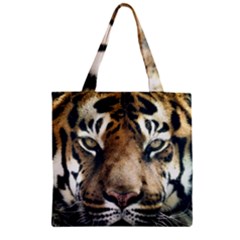 Tiger Bengal Stripes Eyes Close Zipper Grocery Tote Bag