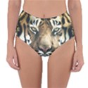 Tiger Bengal Stripes Eyes Close Reversible High-Waist Bikini Bottoms View1