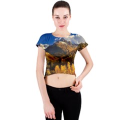 Colorado Fall Autumn Colorful Crew Neck Crop Top