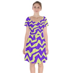 Polynoise Vibrant Royal Short Sleeve Bardot Dress by jumpercat