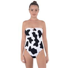 Animal Print Black And White Black Tie Back One Piece Swimsuit by BangZart