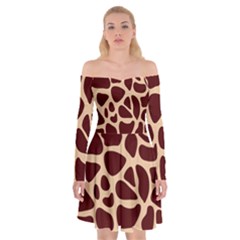 Animal Print Girraf Patterns Off Shoulder Skater Dress by BangZart