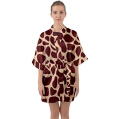 Animal Print Girraf Patterns Quarter Sleeve Kimono Robe