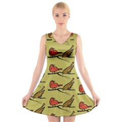 Animal Nature Wild Wildlife V-neck Sleeveless Skater Dress