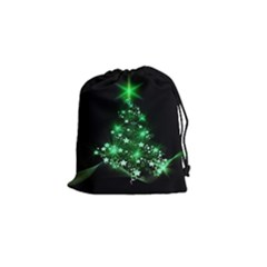 Christmas Tree Background Drawstring Pouches (small) 