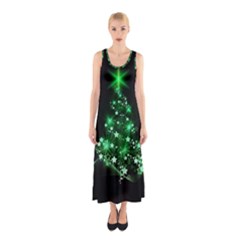 Christmas Tree Background Sleeveless Maxi Dress