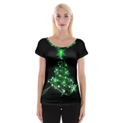 Christmas Tree Background Cap Sleeve Tops