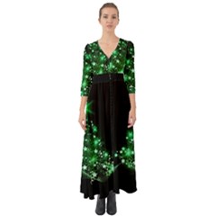 Christmas Tree Background Button Up Boho Maxi Dress